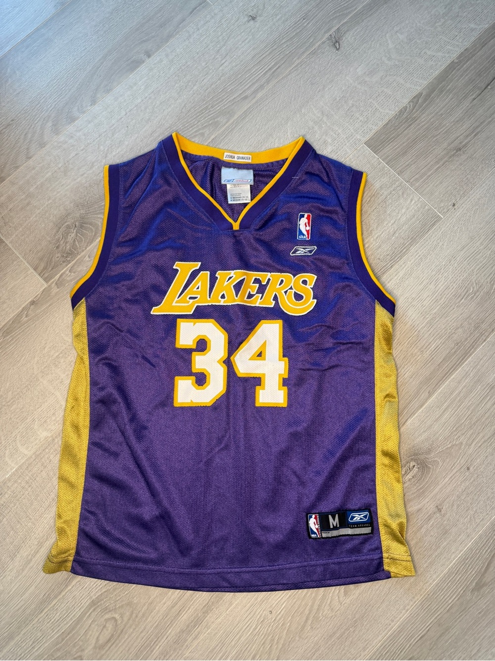Reebok NBA Lakers #34 Youth M Purple Road Jersey Kids 10-12